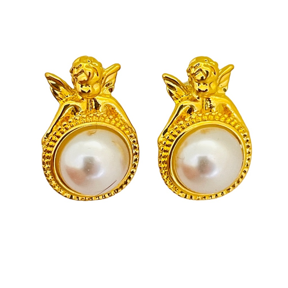 NEW vintage runway style glass gold plated earrings